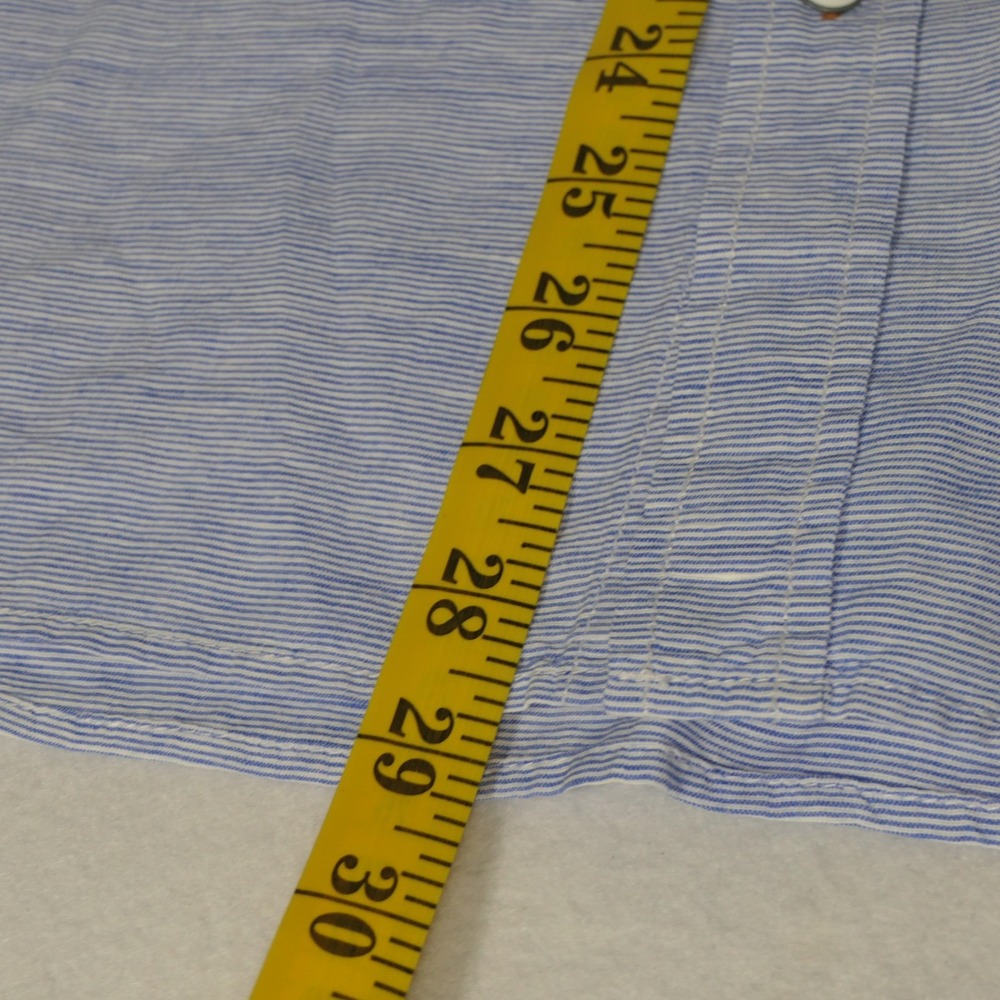 Weatherproof Vintage Mens Shirt M Blue Striped Linen Blend Coastal Casual Preppy - Picture 5 of 9